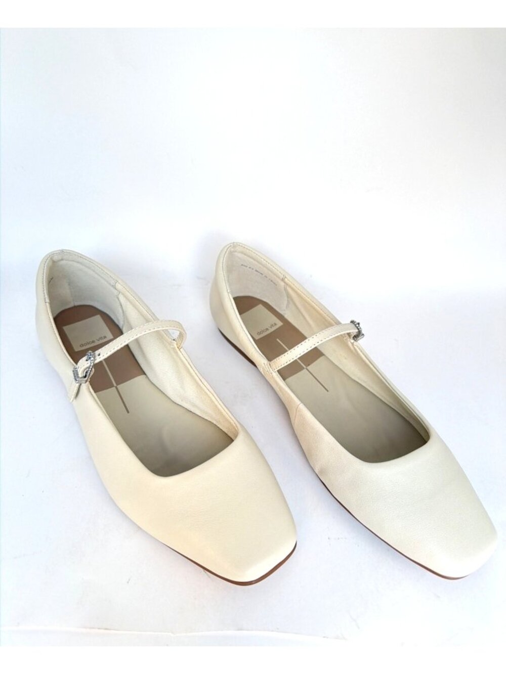 Dolce Vita Reyes Ivory Leather Mary Jane Square-Toe Flats Size 8.5 - Picture 2 of 9